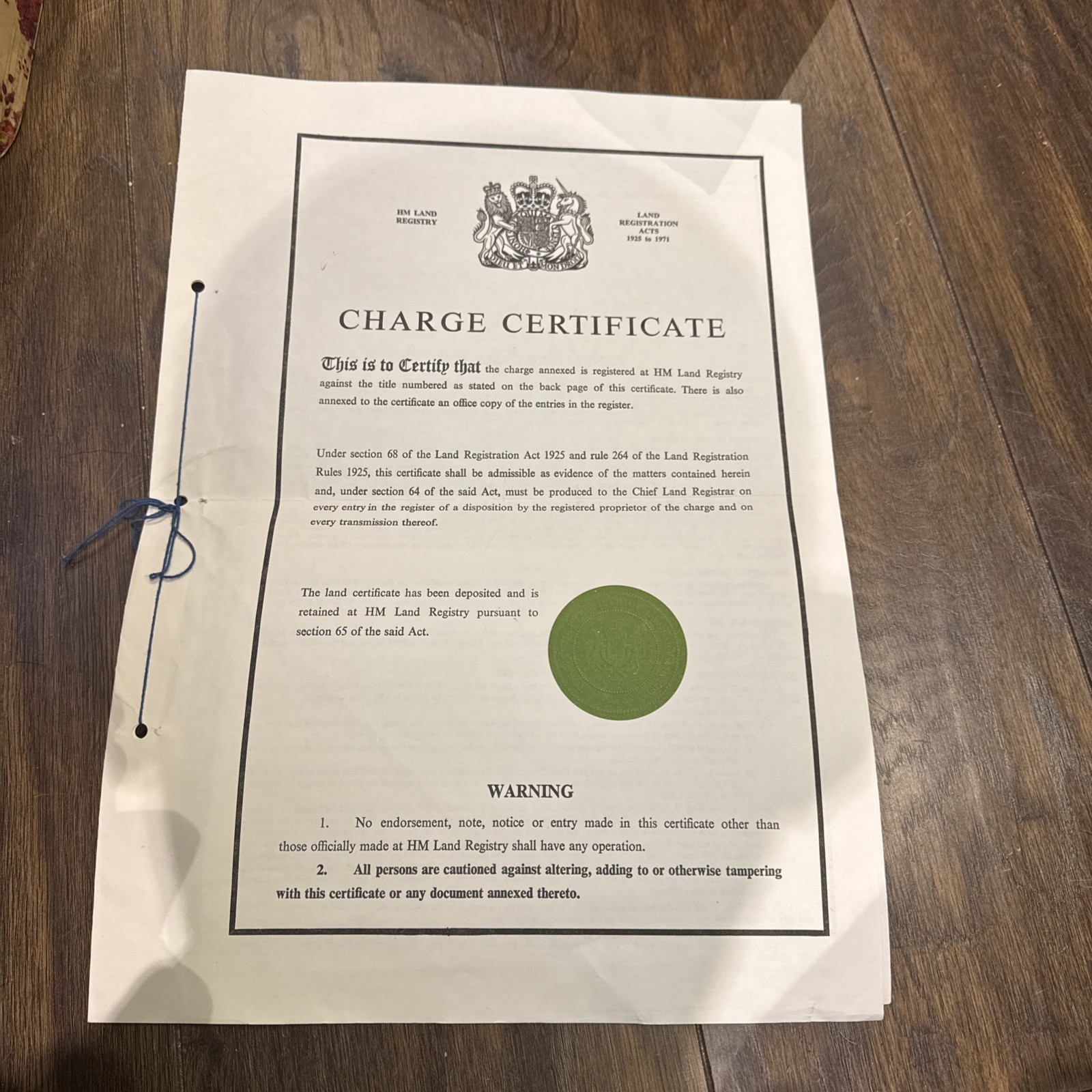 H.M. Land Registry - 1979 Charge  Certificate, 