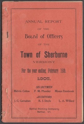 Town of Sherburne Vermont Annual Report 1905