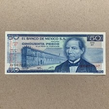 Mexican 50 Pesos Banknote. Benito Currency 1973 UNC Mexico Zapotec Paper Money