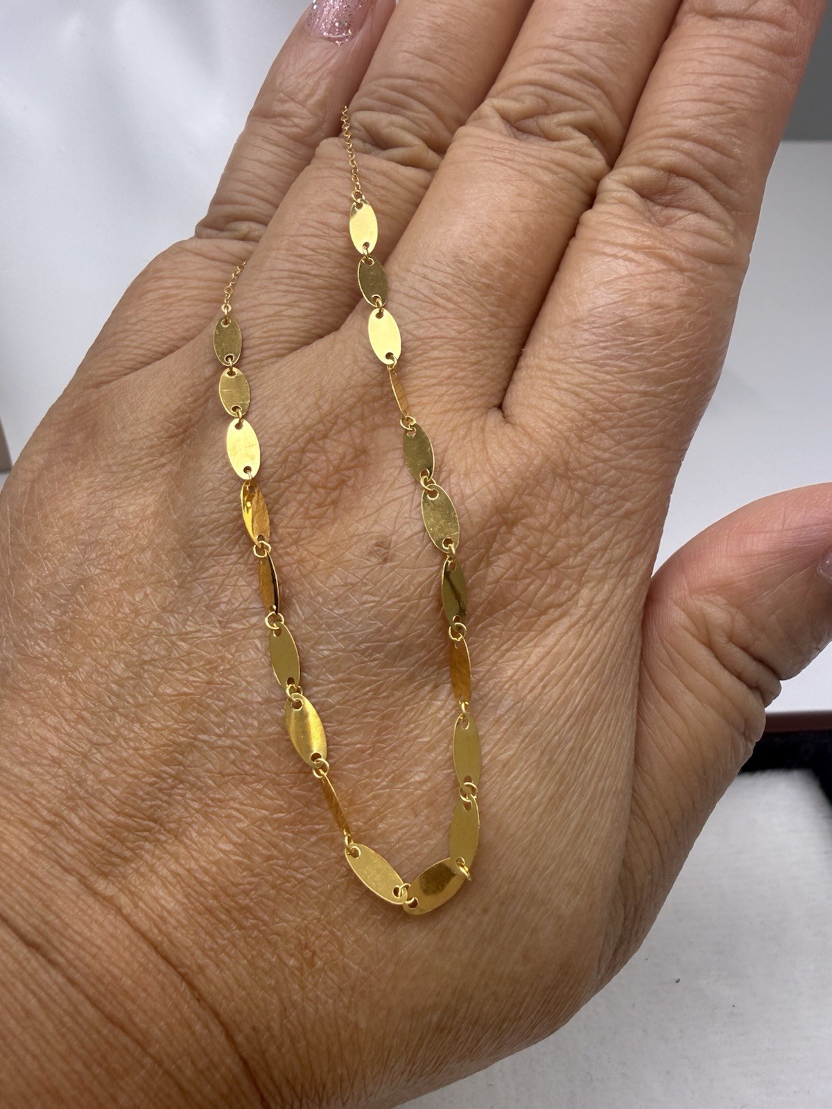 3GJEWELRY 18k Yellow Gold Oval Link Charm Necklace 18 in