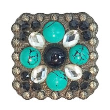 C-TY02 2 Pc Western Screw Back Square Antique Finish Concho Cowgirl Hilason