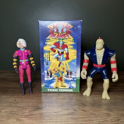 Vintage Captain Planet Toxic Terror VHS Dr. Blight/Duke Nukem Figures (READ)