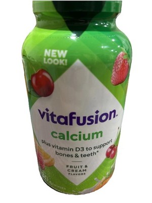 vitafusion Chewable Calcium Gummy Vitamins, Fruit and Cream Flavored, 100 Count
