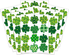144 Pcs Shamrock Stickers for Kids, 8 Different Designs St Patricks Day Stickers