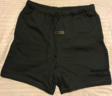 Essentials Fear of God Men s Black Fleece Cotton Sweat Shorts Drawstring Logo