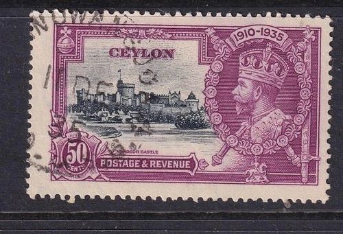 CEYLON, 1936 Silver Jubilee 50c. Black & Mauve, used.
