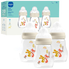 6Oz Premium Glass Wide Neck Baby Bottle with Slow Flow Breastfeeding-Like Silico