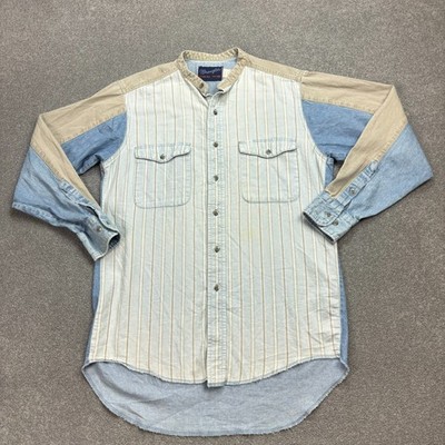 Wrangler Hemd Erwachsene Medium blau Brushpopper Rodeo Schnitt X-Long Schwänze Cowboy Männer