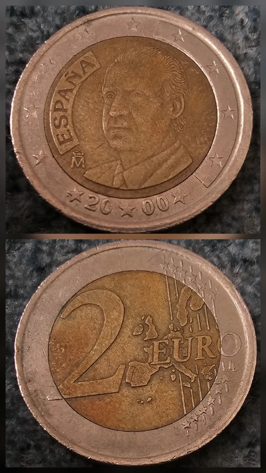 Moneda de 2 euros España 2000 RARA - Rey Juan Carlos I - ¡Posible error de acuñación! Foto 2 de 2