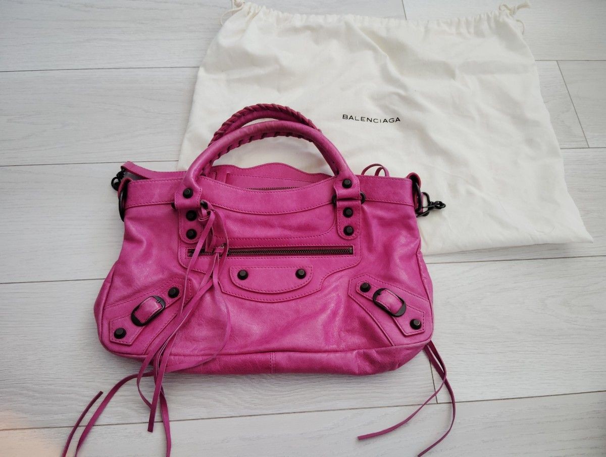 BALENCIAGA City The First 2Way Hand bag Pink Leather BALENCIAGA City The First 2Way Hand bag Pink Leather