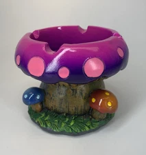 Mushroom Ashtray 3" Purple Pink Fungi Smoking Holder Novelty Table Desk Bar Dish