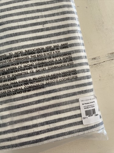 Pottery Barn Wheaton Stripe 18 x 108 Table Runner Navy - Picture 4 of 4