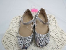 Childrens Place New baby girl glitter butterfly ballet flats silver sparkle sz 7