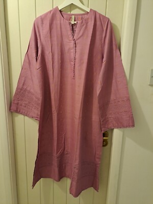 Ethno Größe Small rosa lila Baumwolle Kurta Khaadi Strandkleid Überwurf Kaftan