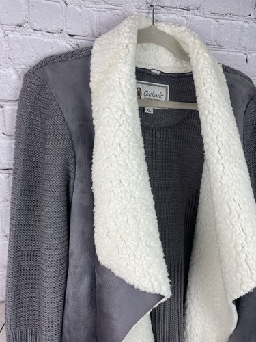 Outback Trading Company XL Leia Cardigan Gray Sherpa Cascade Sweater Jacket LKNW - Picture 2 of 7