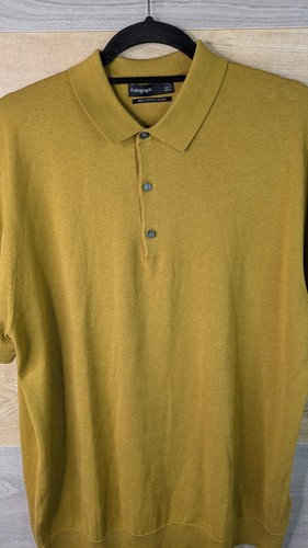 Marks And Spencer Autograph Polo Shirt Silk Blend Mens Size L Mustard Soft M&S - Picture 4 of 13