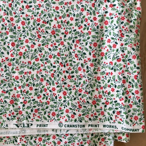 Calico Green with Red Flowers Cranston Fabric - Picture 3 of 4