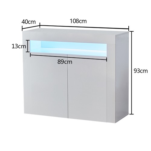 High Gloss Cupboard Cabinet Display Sideboard Storage With Door Glass LED Light - Picture 8 of 97