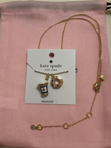 NWT Kate Spade New York Coffee Break Donut Charm Pendant Necklace w/ KS Dust Bag - Picture 13 of 13