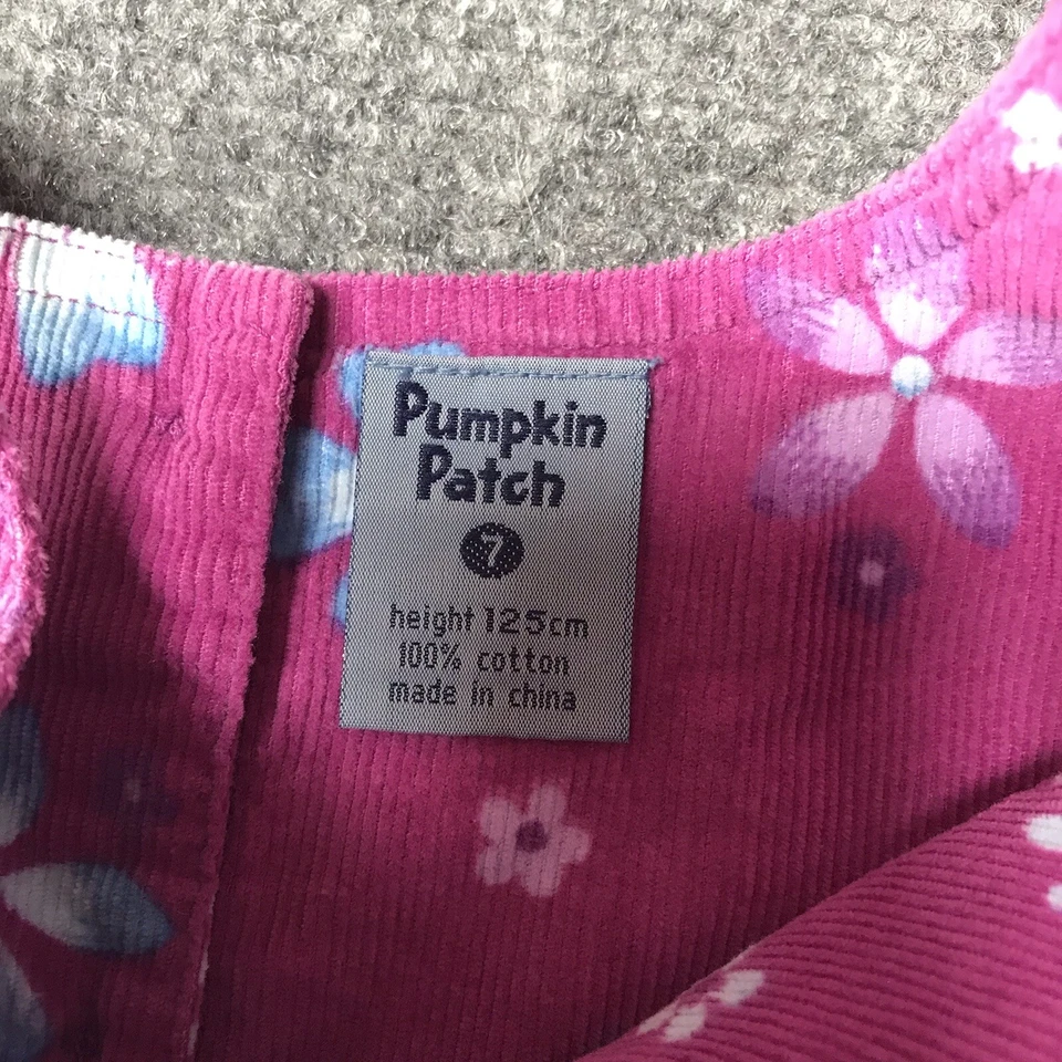 Vestido Parche Calabaza Niñas 7 Pana Jersey Floral Boho Mod Retro Años 60 Bolsillos Foto 3 de 4