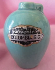Vintage Shawnee Pottery Green Jug Pitcher Vase 2-7/8" Columbia SC Souvenir