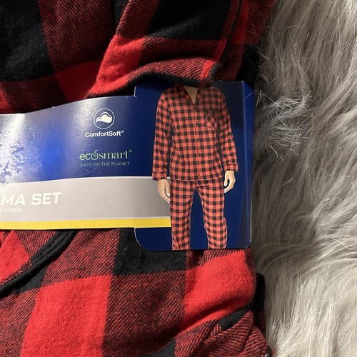 Hanes Two Piece Flannel Pajama Set Men’s Size XL Red Black Plaid Pajamas - Picture 2 of 4