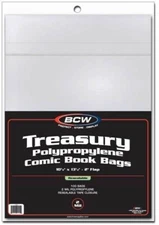 200 BCW Treasury Comic Book Resealable Poly Bags + Acid Free Backer Boards