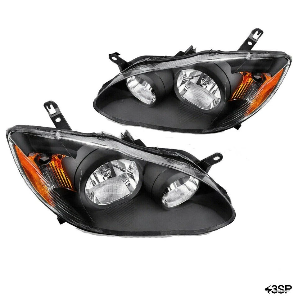Juego de faros delanteros carcasa negra izquierda+derecha para Toyota Corolla 2003-2008 Foto 2 de 4