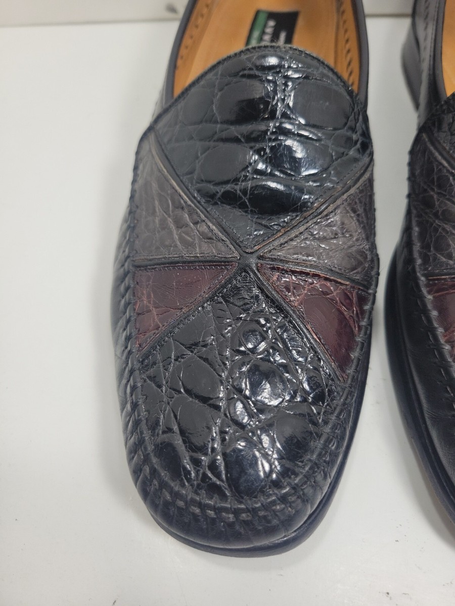 Avventura Crocodile Loafers Patchwork Leather Black Mens  display picture 2