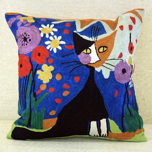 Abstract Cat Art Silk Luxe Nordic Pillow 45cm Cushion Cover w/ Insert - Picture 10 of 14