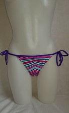 BNWT Gorgous purple multi-coloured striped NEXT side tie bikini bottoms size 8