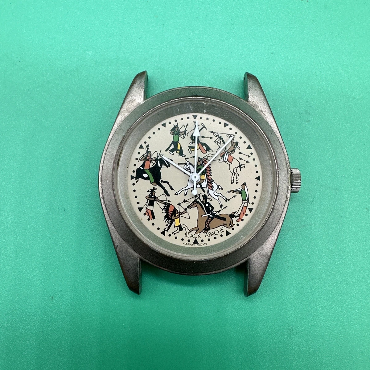Vintage Elegant Black Apache Quartz Gents Leather Watch 37mm NO