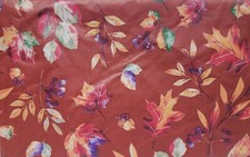 Peva Vinyl Flannel Back Tablecloth,52"x90" Oblong 6-8 ppl MULTICOLOR LEAVES,GR