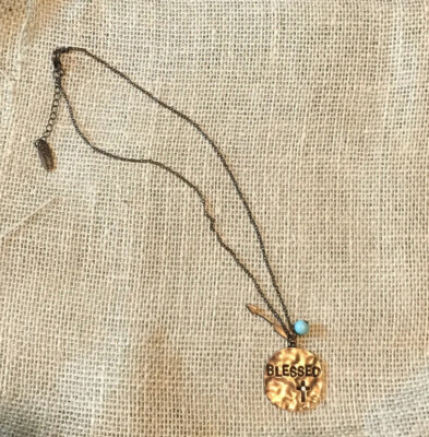 New Plunder MONNA Necklace ''BLESSED'' Stamped Metal, Arrow