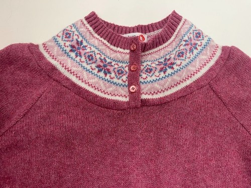 Pandora Scotchkin Vtg 80s Fair Isle Rose Pink Sweater Buttons Womens Size Small - Picture 4 of 7