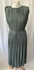 H&M Green Pleated Sleeveless Midi Dress Size S Evening