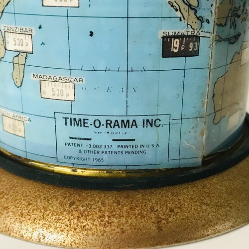 1965 Time O Rama Western Union Perpetual Time Zone Map Pencil Holder Vintage USA - Picture 7 of 14