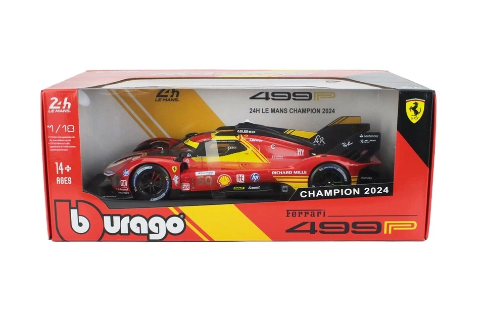 Ferrari 499P #50 Vincitrice 24h Le Mans 2024 Scala 1:18 Burago - Immagine 3 di 3