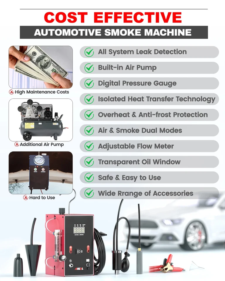 L300 Smoke Machine Automotive Built-in Air Pump Vacuum Leak Detector with Gauge - Image 2 of 4