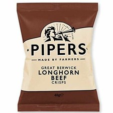 Pipers Crisps | New Flavour | Berwick Longhorn Beef | Full Case 24x40g | Gluten 