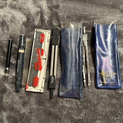 Vintage Drafting Tools Lot Compass Alvin KOH-I-NOOR