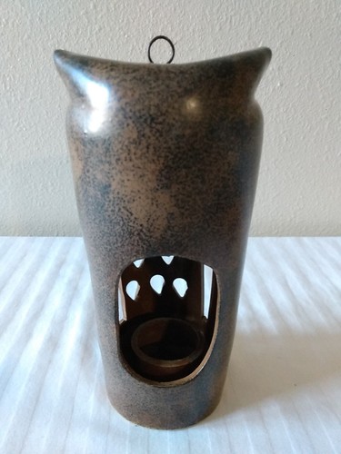 Vintage Stoneware Hanging Lantern, Tea Light Holder, 9 in. Tall - Picture 2 of 7