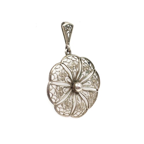 filigran Anhänger 835 Silber antiker handgemachter Damen Schmuck 3.35gr - Picture 4 of 12