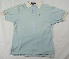 Rare Vintage POLO BY RALPH LAUREN Pony Logo T Shirt 90s Light Blue White Trim M