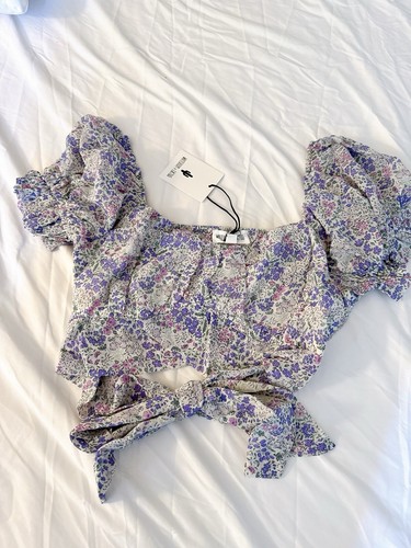 Women  Crop Tops Ruffle short Sleeve Tie Back Summer Off Shoulder Top Size,S,M,L - Picture 1 of 6