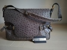 OFFERTA : BORSA TOSCA BLU IN VERA PELLE SPAMPA STRUZZO, NUOVA CON CARTELLINO