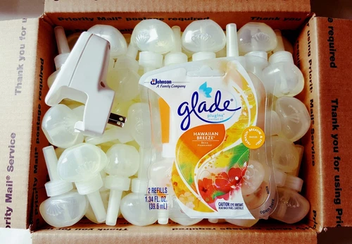100 Glade Air Plugins Scented Oil Refills Hawaiian Breeze + Warmer No Outer Pack