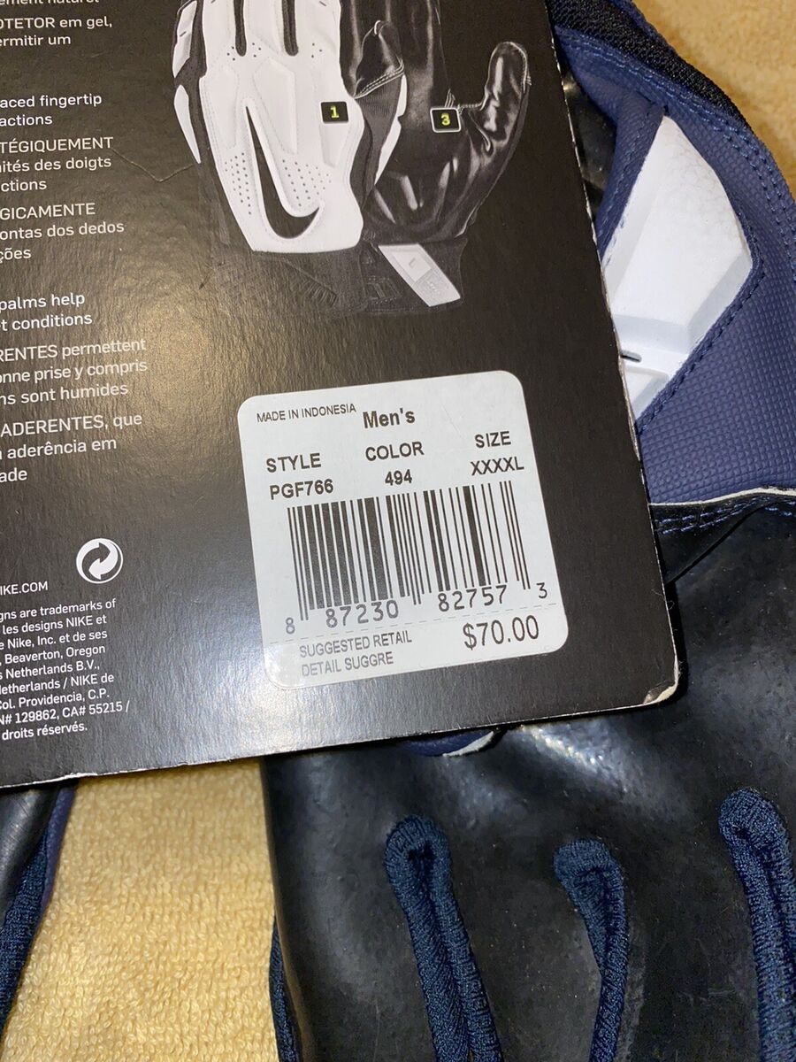 Nike D-Tack 6 Lineman Football Gloves NFL Navy Blue White Nike D-Tack 6 Lineman Football Gloves NFL Navy Blue White