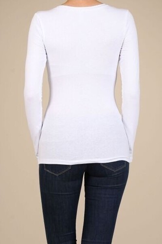 Aveto Juniors V-Neck Long-Sleeved T White L T-SHIRTS NEW - Picture 3 of 4