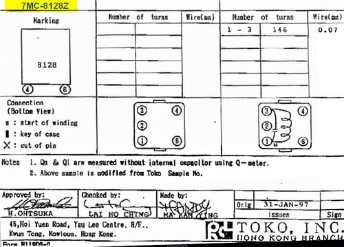 TOKO 7MC-8128Z , Coil Adjustable, IF Transformer ,  455Khz  , Type 7MC  ( ONE ) - Picture 8 of 8